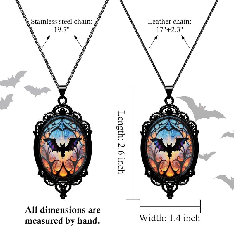DAYANEY Gothic Necklace, Witch Raven Locket Necklace as Goth Accessories for Witch Costume Jewelry for Women, Bat Pendant Rose Vampire Jewelry as Valentines Outfit Party Gifts - Image 5